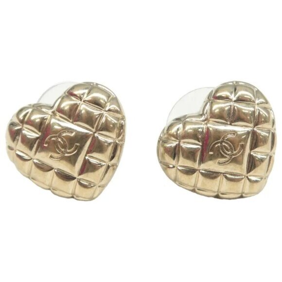 100% Authentic Chanel CC Gold-Tone Metal Earrings